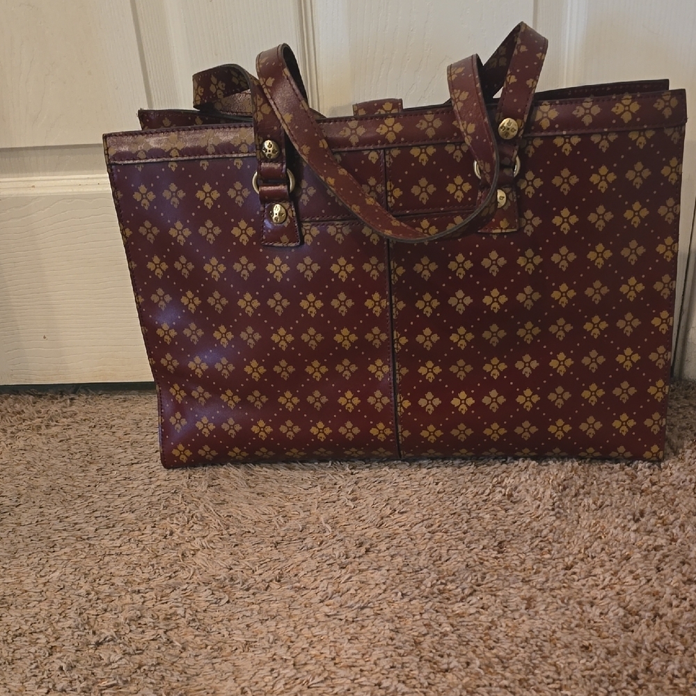 Patricia Nash Burgundy and Gold Tote Bag